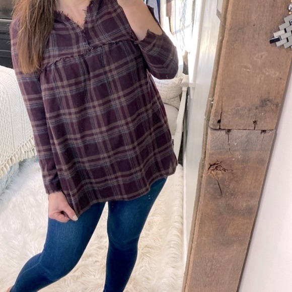 Ellison plaid boho top size small - Picture 2 of 7